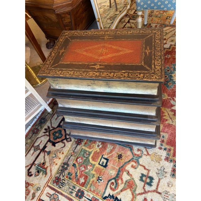 Trompe L’oeil Stack of Leather Books Chest of Drawers For Sale - Image 12 of 13