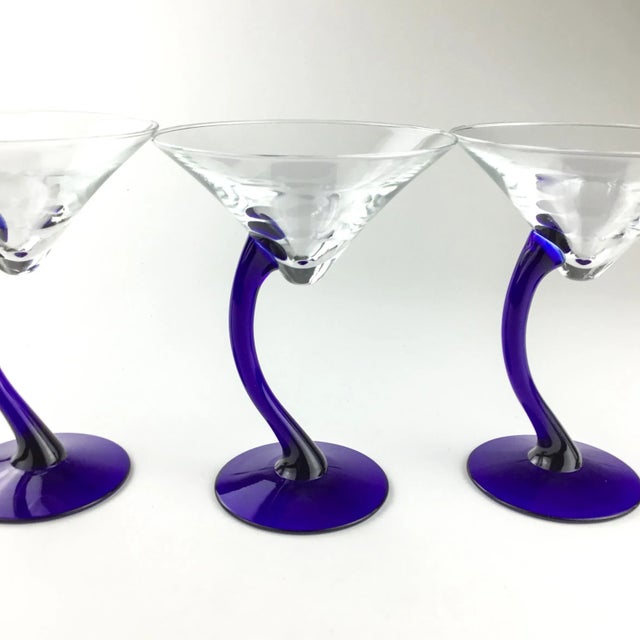 Cobalt Martini Wine Glasses Wavy Stem - Set of 4 For Sale - Image 11 of 13
