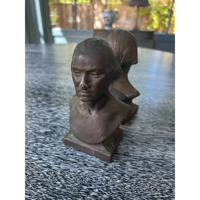 Pair of Vintage George Washington Bronze Finish Cast Iron Bookends For Sale - Image 4 of 11