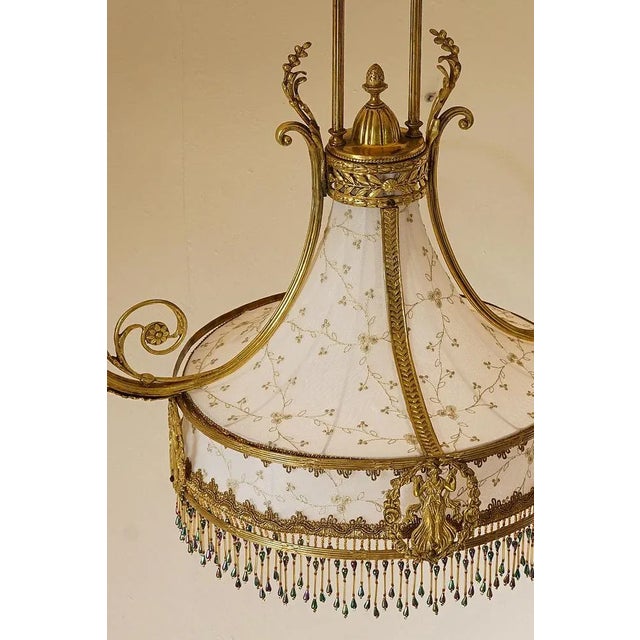 Gold Art Nouveau Chandelier in 5-Light Golden Brass, 1890s For Sale - Image 8 of 12