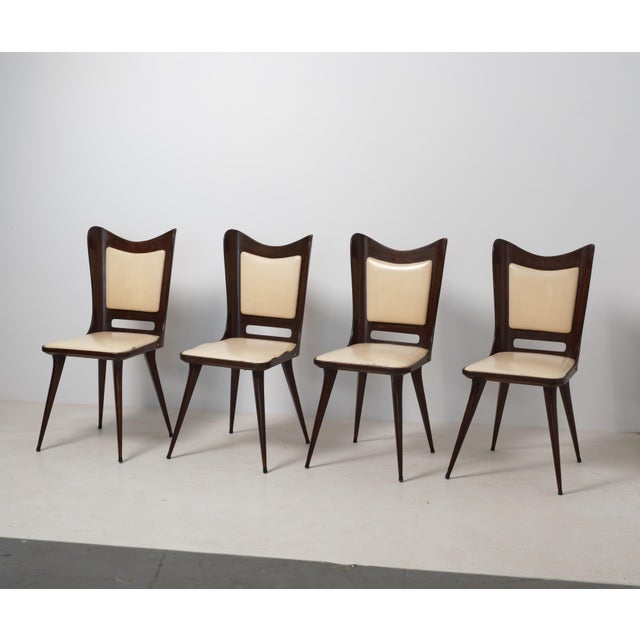 Wood Italian Dark Stained Exotic Wood Dining Chairs, 1950s, Set of 4 For Sale - Image 7 of 7