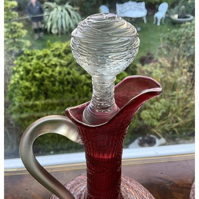 Antique Rosa Chine Claret Jugs Ewers from Loetz, 1890, Set of 2 For Sale - Image 6 of 15