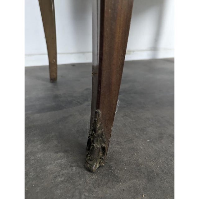 Metal Louis Xv Style Bombé Commode in Floral Marquetry with Black Marble Top For Sale - Image 7 of 8