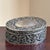 Vintage Silver-Plated Oval Jewelry Box With Blue Velvet Lining & Ornate Foliate Relief For Sale - Image 12 of 12