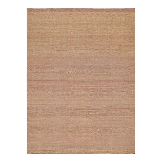 Rug & Kilim’s Contemporary Kilim Rug in Pink and Beige Chevrons For Sale