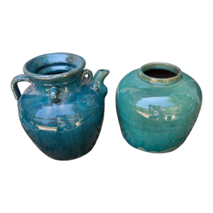 Chinese Antique Green Vase, Pair