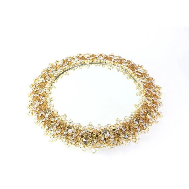 1970s German Gilded Brass and Crystal Glass Backlit Mirror from Palwa For Sale - Image 5 of 8