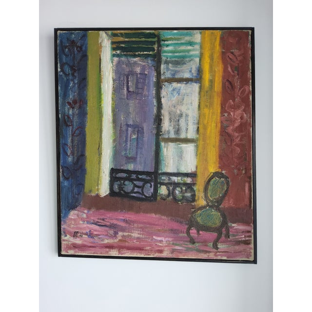 1947 Interior Oil Painting on Linen by Swedish Artist Ulla Borgstrom For Sale - Image 15 of 17