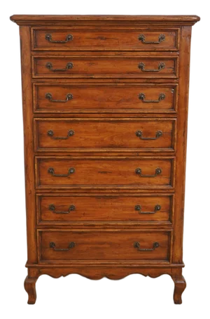 1990s Italian Style Distressed Finish 7 Drawer High Chest