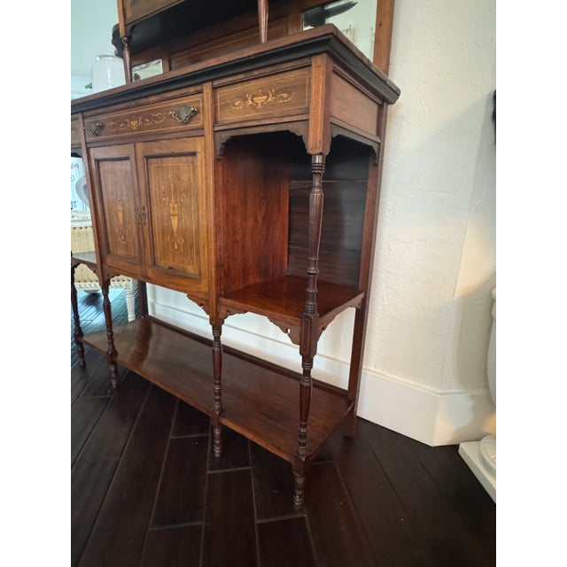 Antique English Rosewood & Marquetry Chiffonier Server Buffet - 19th Century For Sale - Image 9 of 12