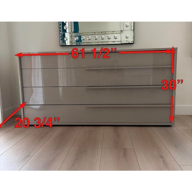 Modloft Dresser and Night Stand High Gloss Lacquer Finish Chateau Gray Made in Italy For Sale - Image 4 of 8