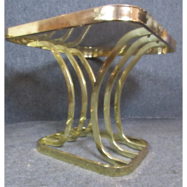 Milo Baughman Mid 20th Century Brass Smoked Glass Side Tables - 2 Pieces For Sale - Image 4 of 7