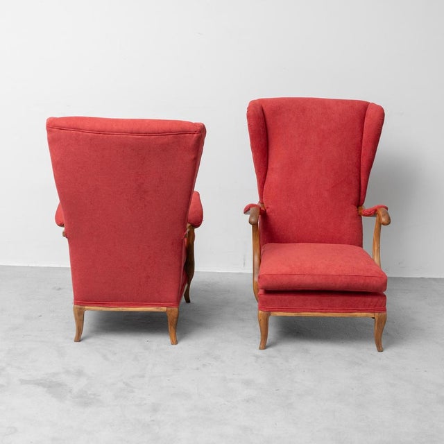 1950s Armchairs in Fabric and Walnut Wood attributed to Paolo Buffa, 1950s, Set of 2 For Sale - Image 5 of 10
