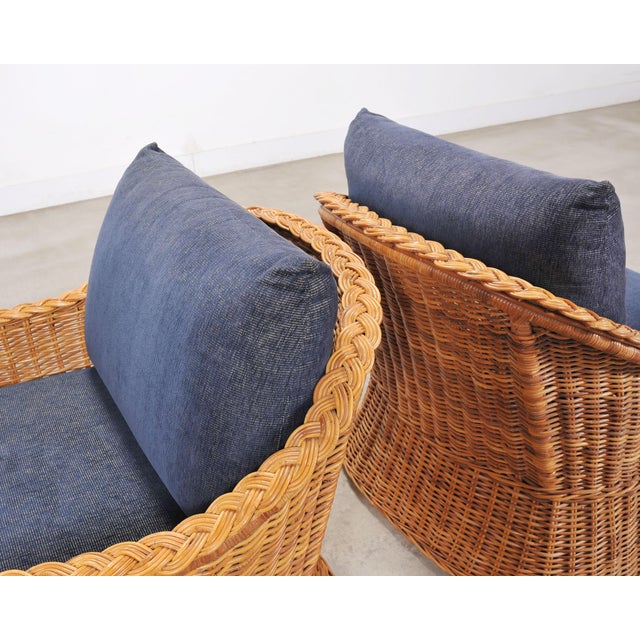 Set of Three Bielecky Brothers Rattan and Wicker Lounge Chairs For Sale - Image 11 of 18