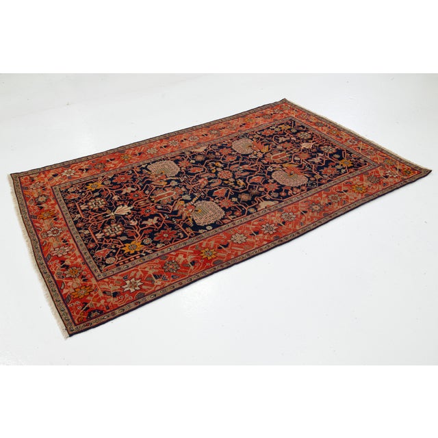 Persian Antique Malayer Persian Designed Wool Rug in Dark Blue For Sale - Image 3 of 8