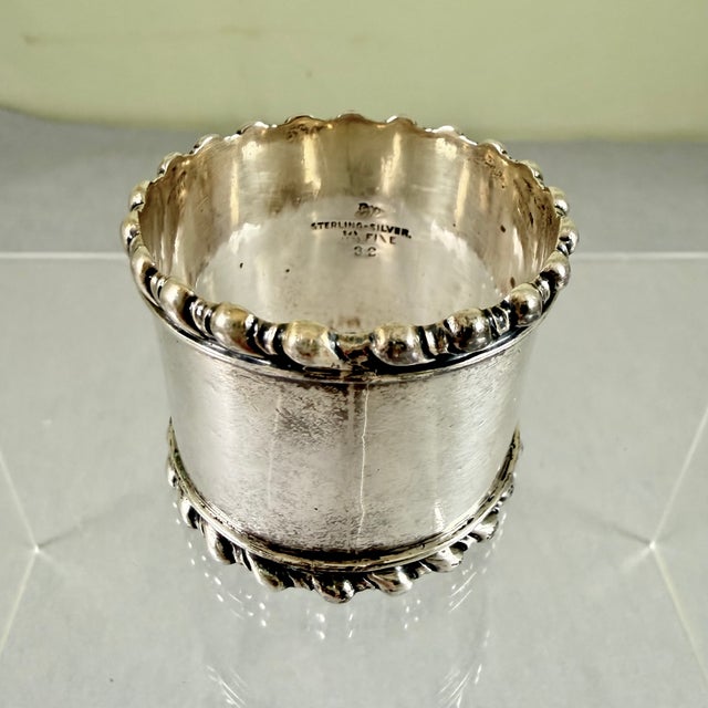 Sterling Silver Wide Napkin Ring – Scroll Banded For Sale - Image 4 of 7