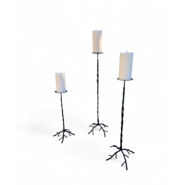 Giocometti Style Tree Branch Floor Pillar Candle Holders-Set of 3 For Sale In Charlotte - Image 6 of 16