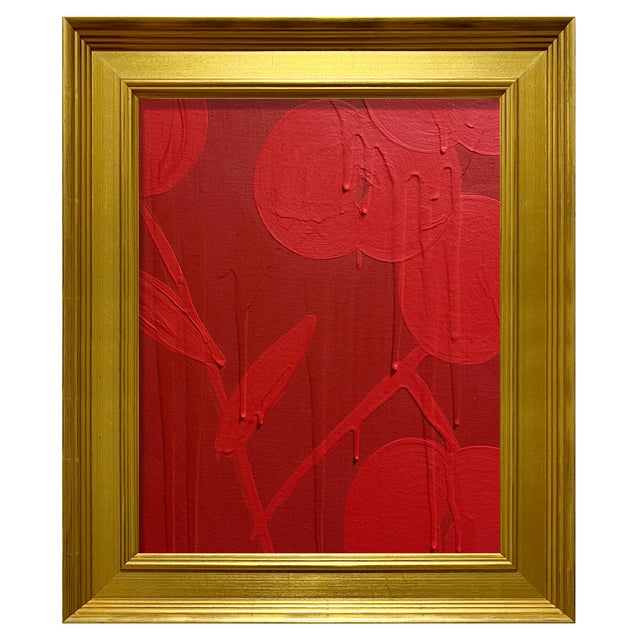 2020s Ron Giusti Mini Royal Orchid Red Vermillion Acrylic Painting For Sale - Image 5 of 5