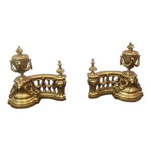 Pair of Antique French 18th Century Gilt Bronze Chenets / Firedogs
