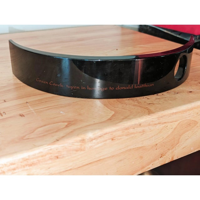 Postmodern 1990s Black Lacquered Wine Bottle Holder With Abstract Art For Sale - Image 3 of 4
