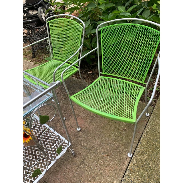 Metal Vintage Mid Century Garden Patio Chairs - A Pair For Sale - Image 7 of 12