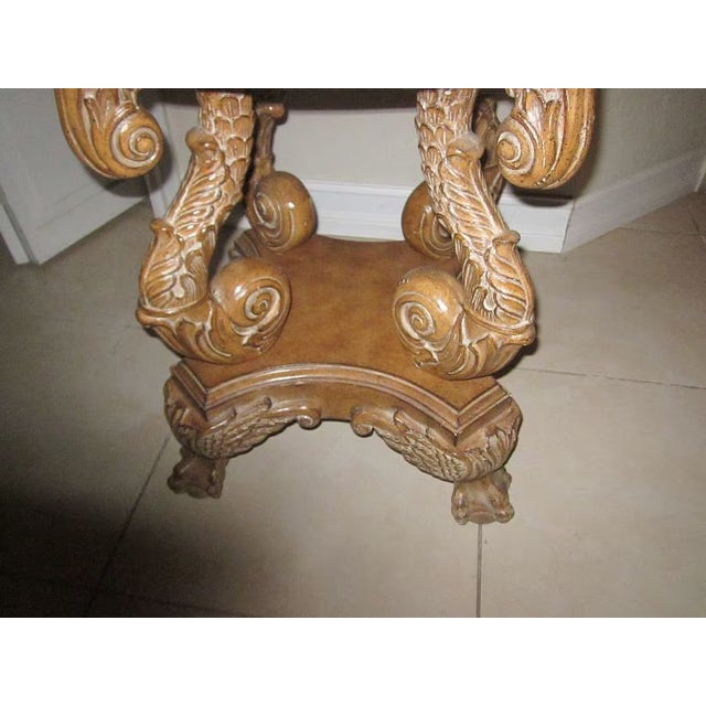 1970s Mondamin 29" Round Tall Solid Wood Pedestal End Table Glass Top Classic For Sale - Image 11 of 13