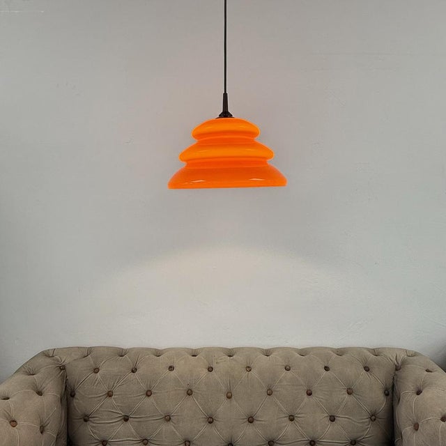 Space Age Orange Glass Mushroom Pendant from Peill & Putzler, 1970s For Sale - Image 6 of 11