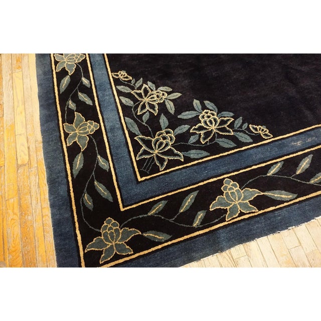 1930s Traditional Navy Blue Medallion Antique Chinese Peking Room Size Rug For Sale - Image 9 of 11
