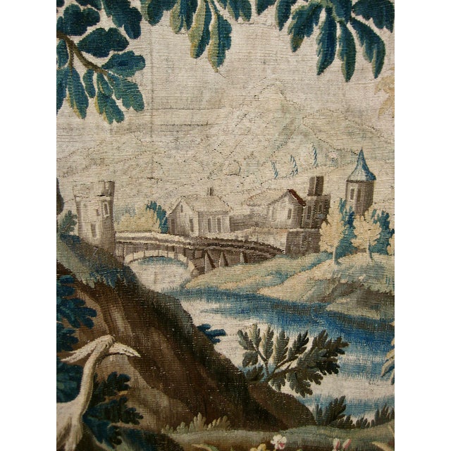 Textile Aubusson Verdure Tapestry Waterfall With an Heron and Bridge Jean-Batiste Pillement Circa 1750 For Sale - Image 7 of 18