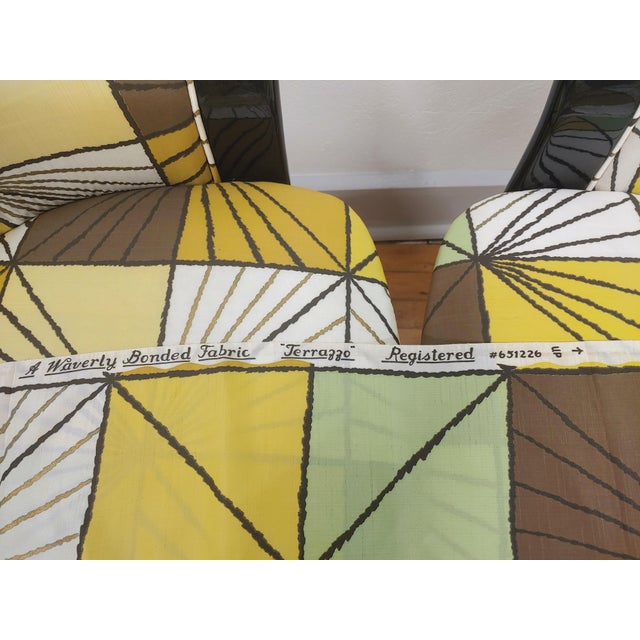 1980s Post Modern Tonon S.p.A. Italy Black Lacquer Accent Chairs, a Pair For Sale - Image 9 of 11