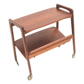 Vintage Teak Serving Trolley with Magazine Rack from Opal, 1960s For Sale