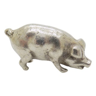 Vintage Italian Silver Pig Piggy Figurine, 1970s For Sale