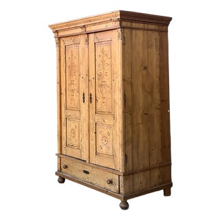 Vintage Austrian Knotty Pine Armoire For Sale