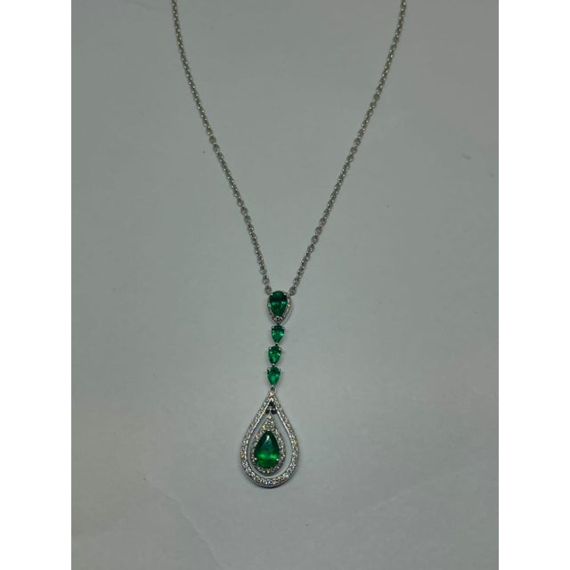 Early 21st Century Natural 18k Gold Necklace, 1.31ct Emerald, 0.36ct Diamonds For Sale - Image 5 of 16