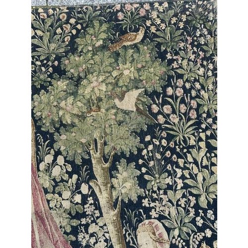 Vintage French Medieval Style Screen Printed Tapestry, 1960s For Sale - Image 6 of 18