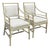 Vintage Target Back Rattan Armchairs With Custom Geometric Upholstery For Sale