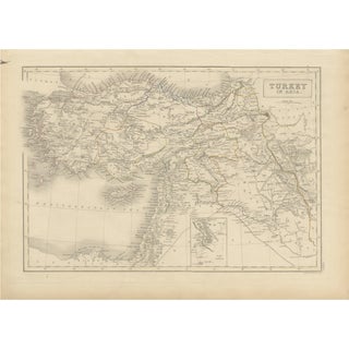 Antique Map of Turkey in Asia, 1850 For Sale