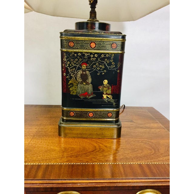 Vintage Asian Fredrick Cooper Tin Tea Table Lamp - a Pair For Sale - Image 10 of 11