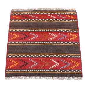 1970s Rustic Southwestern Striped Cicim Square Hand Knotted Natural Kilim Rug