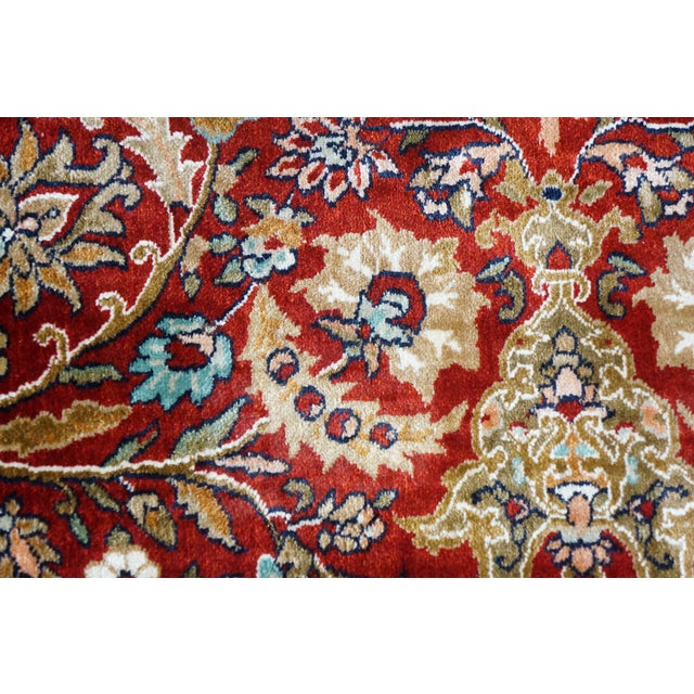 Vintage Indian Silk Handwoven Geometric Floral Medallion Area Rug Carpet 9 X 13' For Sale - Image 14 of 14