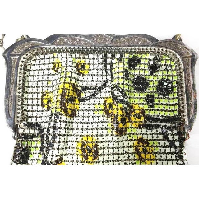 Art Deco Whiting & Davis Mesh Purse Silver-Tone Engraved Frame - Art Deco Flapper Era For Sale - Image 3 of 5