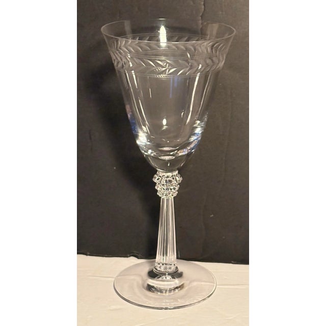 Cubism Vintage Laurel by Fostoria 7.5” Crystal Water Goblets Set of 6 For Sale - Image 3 of 7