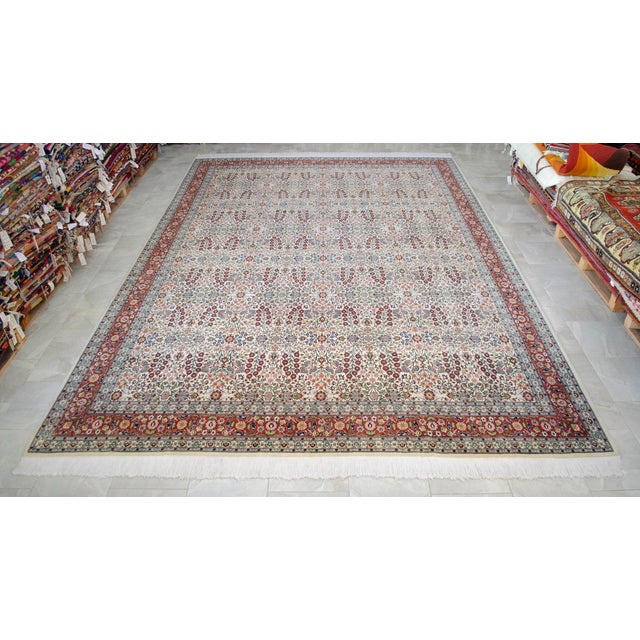 1970s Collectible Vintage Turkish Hereke Rug Hand Knotted Area Oversize Rug Large Living Room Rug - 10′8″ × 15′5″ For Sale - Image 17 of 18