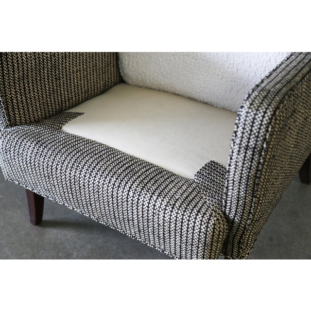 1950s Ernst Schwadron Style Black and White Wool Boucle Lounge Chair Pair For Sale - Image 12 of 16
