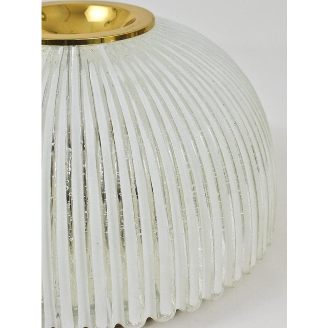Large German Flushmount in Striped Bubble Glass and Brass from Limburg, 1970s For Sale - Image 9 of 18