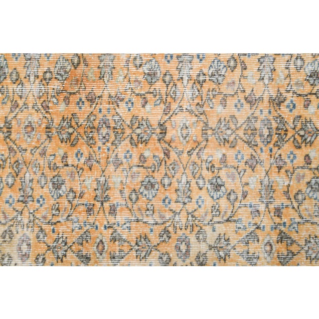 Textile Vintage Turkish Handmade Wool Cotton Orange Rug For Sale - Image 7 of 11