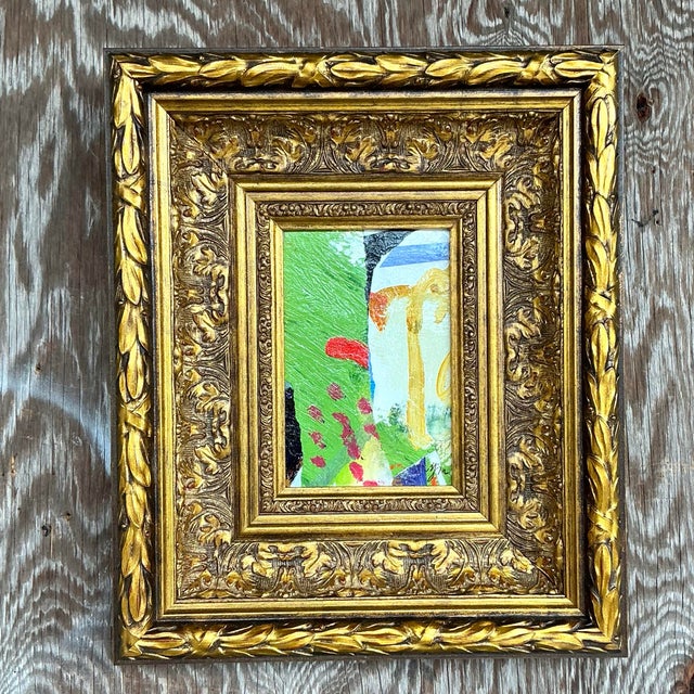 Bring bold energy to your space with this vintage boho original abstract oil on board. Featuring dynamic brushstrokes and...