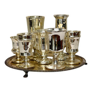 Collection of 7 Antique Mercury Glass Vases