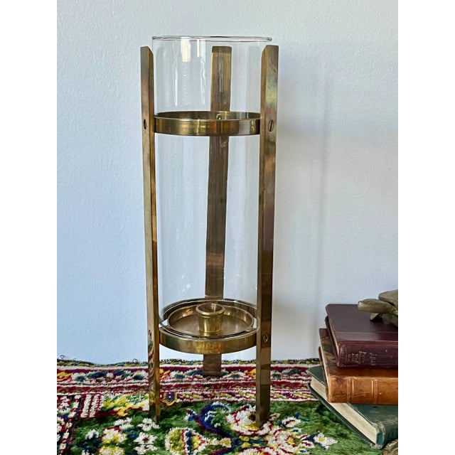 Vintage Brass & Glass Candle Holder For Sale In Milwaukee - Image 6 of 10