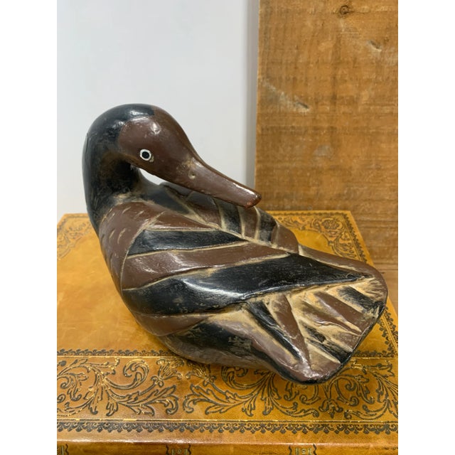 19th Century Carved & Lacquered Wooden Korean Wedding Duck Figure